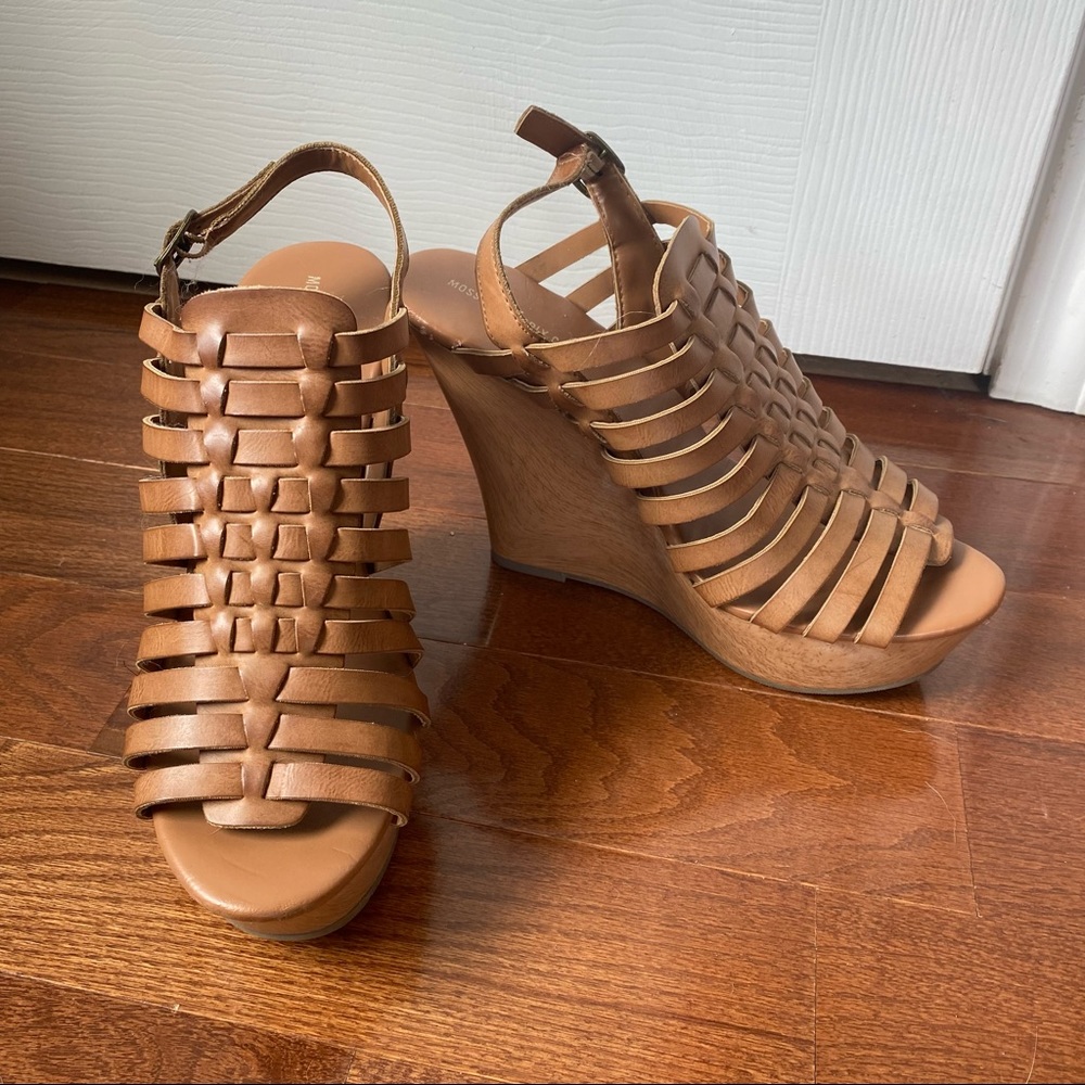 Brown gladiator style high wedges